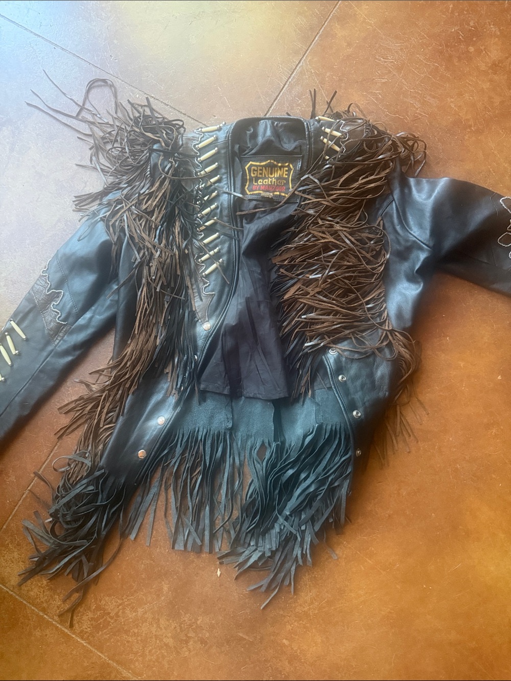 Vintage Women's Black Fringe Motorcycle Jacket